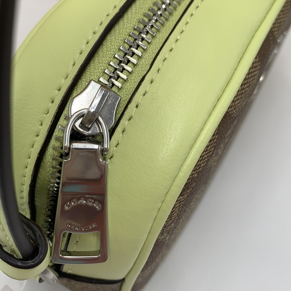 NEW! COACH Mini Jamie Camera Bag In Signature Canvas - Silver/Khaki/Pale Lime - Picture 10 of 16